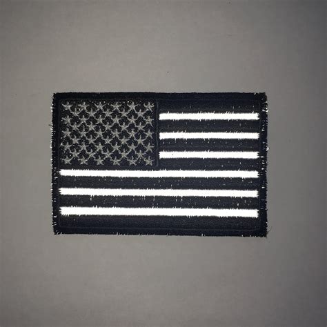 3" Black White & Reflective American US Flag Iron on Sew on Patch ...