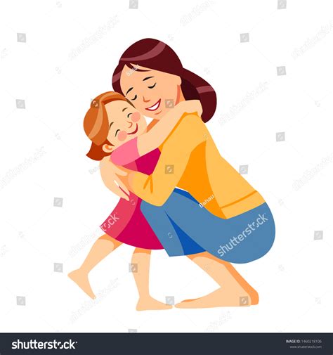 Mother Child Mom Hugging Her Daughter Stock Vector (Royalty Free ...