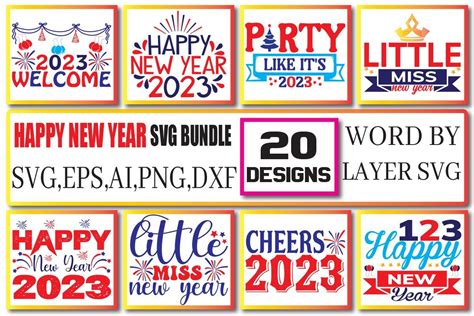 Happy New Year SVG Bundle Vol. 5 Bundle · Creative Fabrica