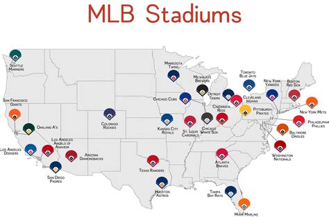 Mapa de béisbol mapa de estadios de béisbol impresión de | Etsy