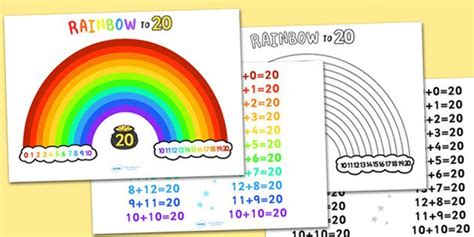 Rainbow To Twenty Display Poster | Rainbow, Number bonds to 20 ...