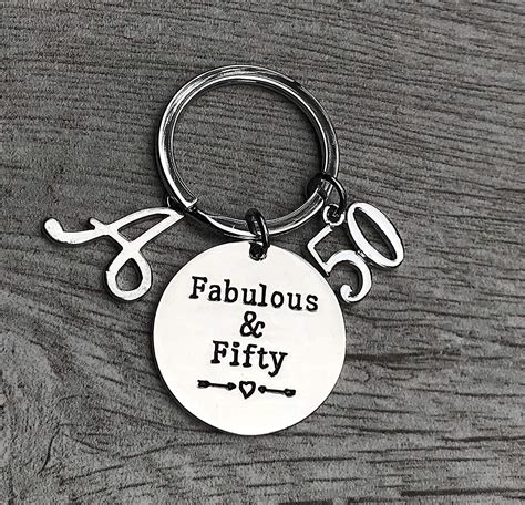 Personalized 50th Birthday Keychain with Letter Charm– Infinity Collection