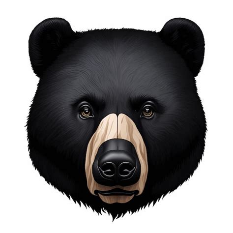 Premium Vector | Asiatic black bear face flat icon isolated on white ...