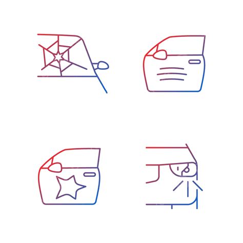Set Of Linear Vector Icons With Gradient For Different Types Of Car Accidents Vector, Icon, Set ...