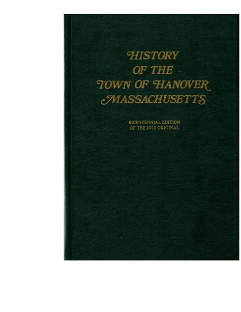 History of The Town of Hanover Massachuetts – Hanover Historical Society