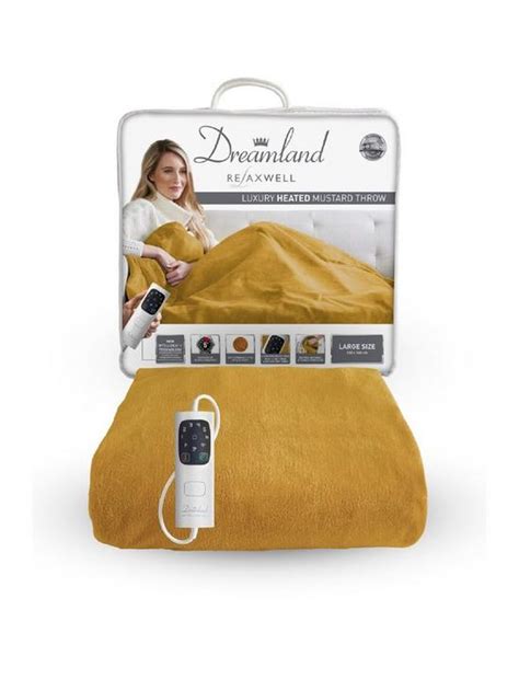 Dreamland Relaxwell Heated Large Mustard Throw | littlewoods.com