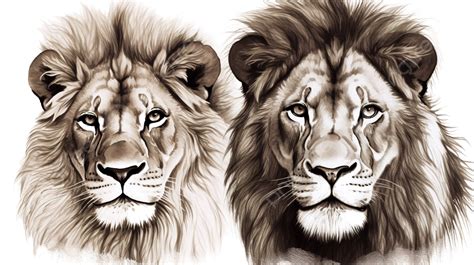 Black Lions Head Tattoo Cute Couple Portrait Drawing Background ...