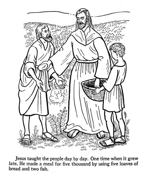 Jesus Feeds 5000 Coloring Page - Coloring Home