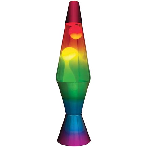 LIFESPAN BRANDS LLC Handpainted Rainbow Lava Lamp w/Aluminum Base & Cap Multi-Color Glass Globe ...