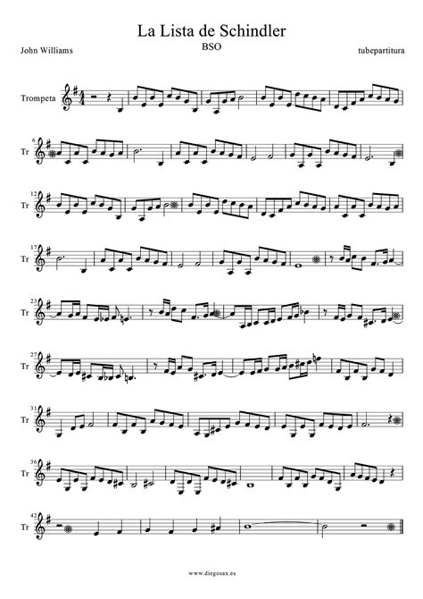 tubescore: Schindler's List by John Williams Sheet Music for Trumpet ...