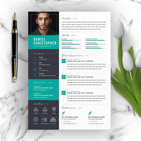 Modern Resume Template, Cover Letter, Word, Mac,a4, CV Template, Creative Resume, Professional ...