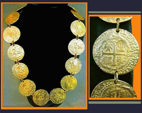 PIRATE Gold/Doubloons Faux Coins NecklaceCostume Statment by VdeB