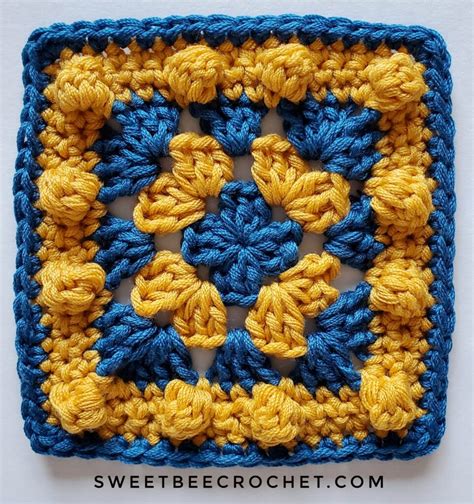 Granny Bobble Square Motif - Free Pattern - Sweet Bee Crochet