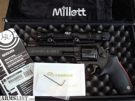 ARMSLIST - For Sale: Taurus Raging Bull 444.44 MAG w/Millett scope/150 ...