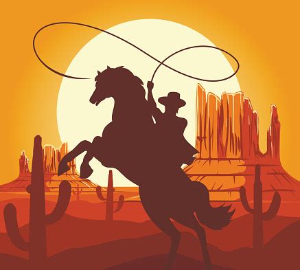 Western Cowboys Silhouette In Desert Stock Illustration - Download ...