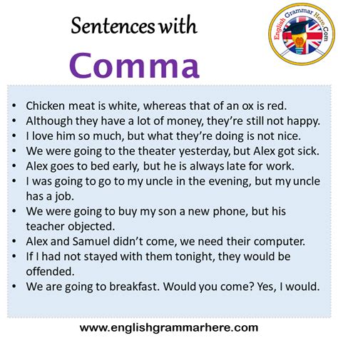 Sentences with Comma, Comma in a Sentence in English, Sentences For Comma - English Grammar Here