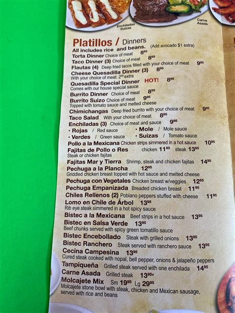 Menu at Azteca Restaurant, Mundelein