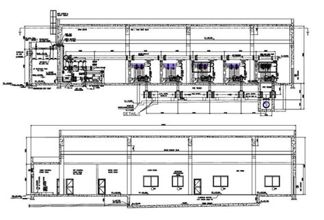 Industrial layout plan with elevation design - Cadbull