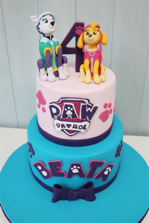 Paw Patrol Pink and Blue Birthday Cake No.K064 - Creative Cakes