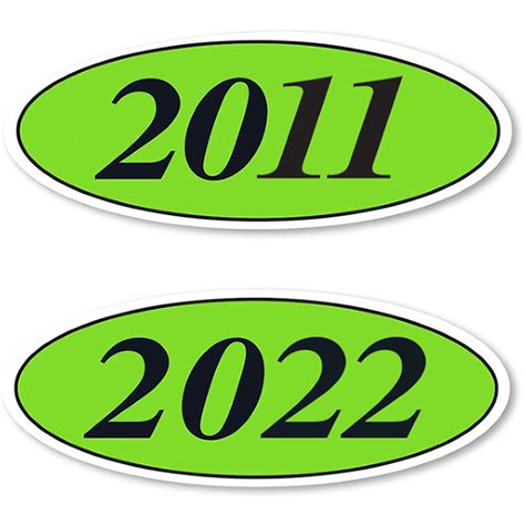 Oval Car Year Stickers - Black & Chartreuse | Auto Dealer Marketing