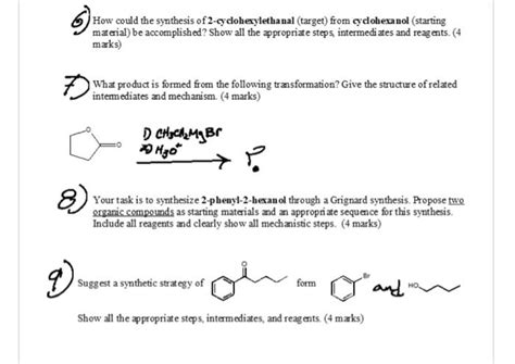 Solved 6 How could the synthesis of 2-cyclohexylethanal | Chegg.com