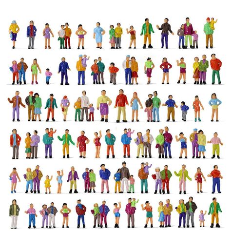 Buy 200PCS 1:87 Painted Figures HO Scale Standing People, Sitting Pose Model People HO Scale ...