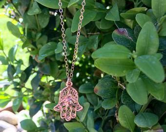 Rose Gold Hamsa Pendant Necklace Large CZ Rose Gold by Designbydd