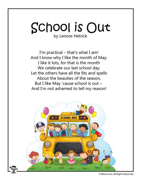 School is Out Kid's Poetry - Poems for the Month of May Famous Poems ...