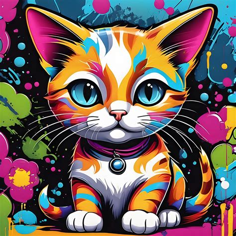 Cat Pop Art Illustration Graffiti Free Stock Photo - Public Domain Pictures