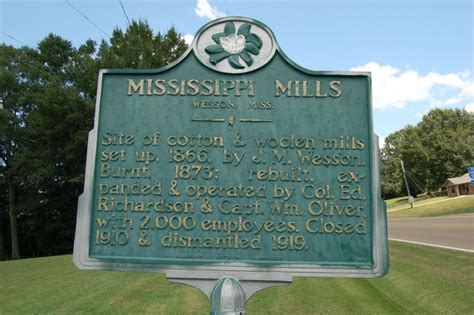 Mississippi Mills - Wesson, Mississippi | Historical marker, Mississippi, American history