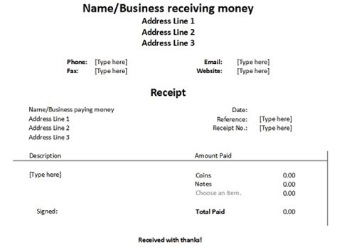 Money Transfer Receipt Template Printable Receipt Template - Bank2home.com