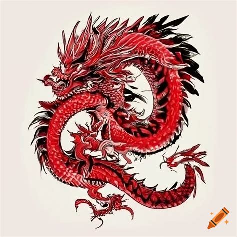 Red and black chinese dragon tattoo