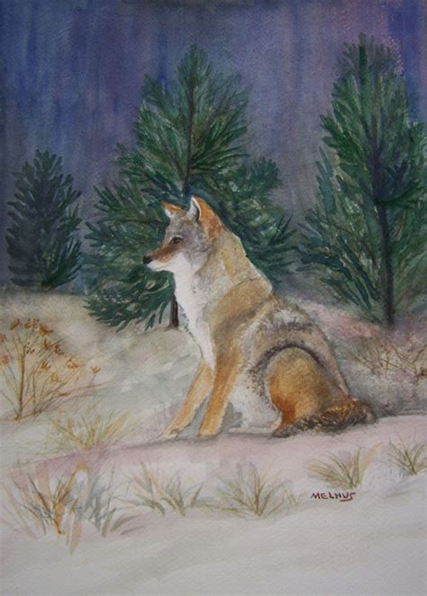 Wildlife Original Painting coyote woodland Art Wall Art | Etsy