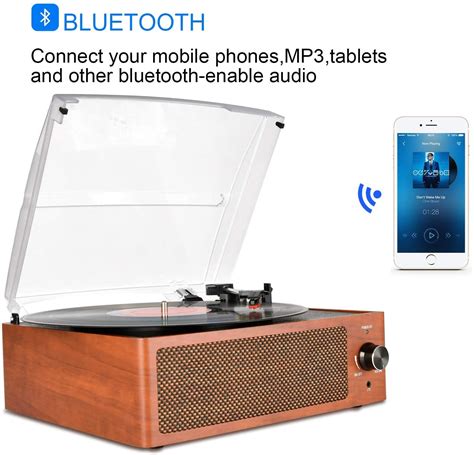 DIGITNOW Bluetooth Record Player Belt-Driven 3-Speed Turntable, Vintage ...