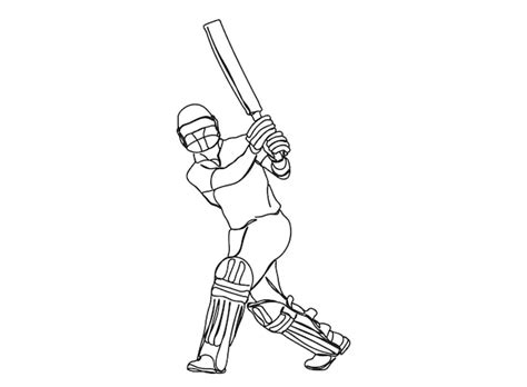 Premium Vector | Cricket Player single-line art drawing continues line ...