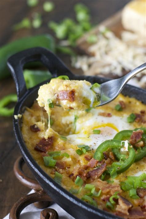 Baked Eggs with Cheese Grits - Maebells