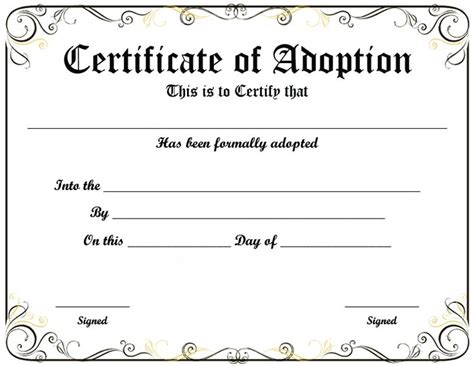 Blank Adoption Certificate Template (9) - TEMPLATES EXAMPLE | TEMPLATES ...