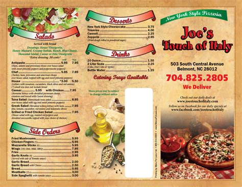 Menu | Joe's Touch Of Italy