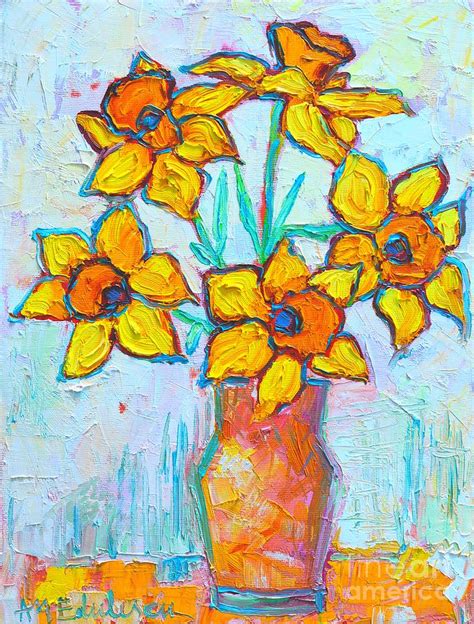 Yellow Daffodils Painting by Ana Maria Edulescu