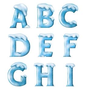 Frozen font ice alphabet clipart winter blue letters with | Etsy