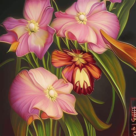 Art Nouveau Flowers Oil Painting · Creative Fabrica