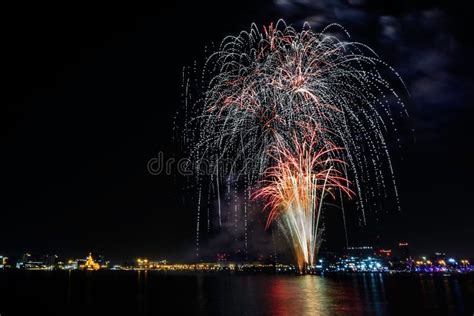 Fireworks at the Doha Corniche, Qatar at Night Stock Photo - Image of ...