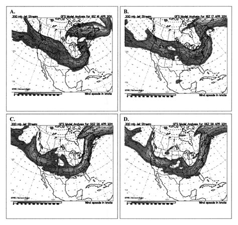 Map of the jet stream in North American for 16 April 2011 at 14:29 h... | Download Scientific ...