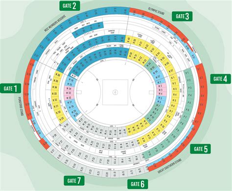 Seating map for AFL games at the Melbourne Cricket Ground Melbourne Cricket Ground, Afl, Seating ...