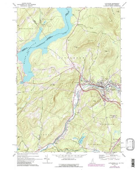 Littleton, New Hampshire 1971 (1988) USGS Old Topo Map Reprint 7x7 NH ...