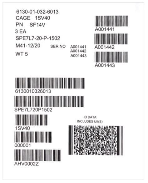 UID Labels | IUID Labels | Comply with Mil-Std-130 | Pre-printed