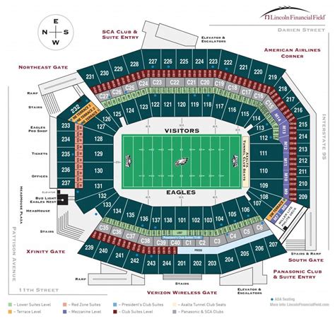 Eagles stadium map - Philadelphia eagles stadium map (Pennsylvania - USA)