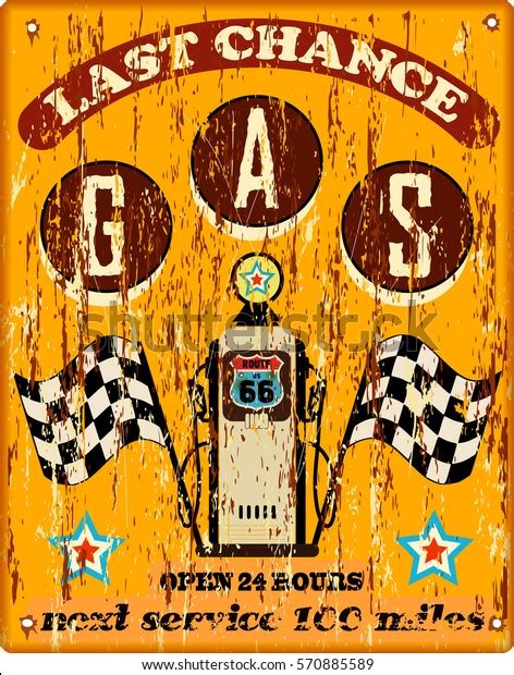 Vintage Gas Station Signroute 66 Vector Stock Vector (Royalty Free ...