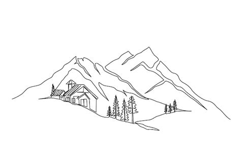 Premium Vector | Continuous one line drawing of mountain landscape High mounts peak lineart ...