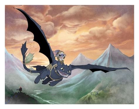 Toothless/ How to Train Your Dragon / Stitch / Art Print / | Etsy Australia